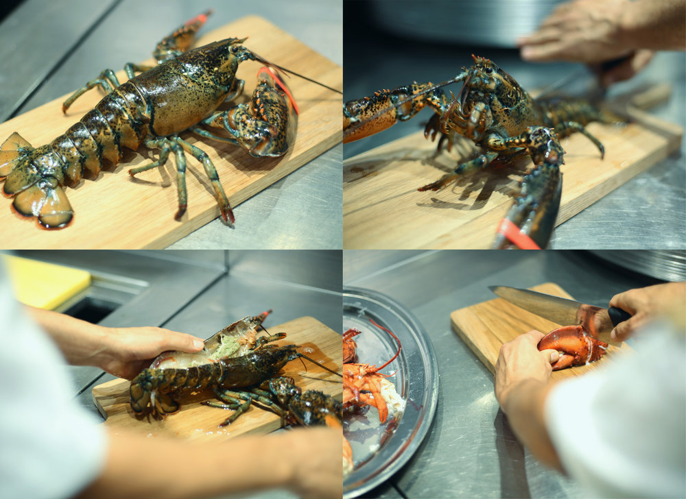 THE CHEFS PREPARING THE LOBSTER FOR THE BRAND NEW DISH.